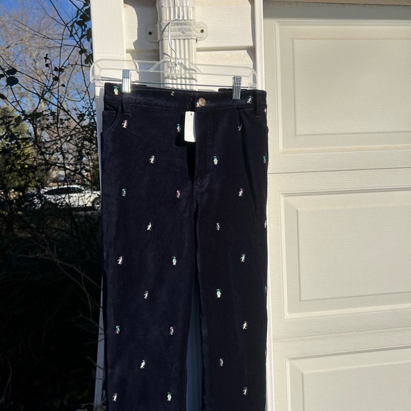NWT Talbots Fun & Soft Navy Embroidered Penguins Velveteen Slimming Pants - Picture 3 of 6